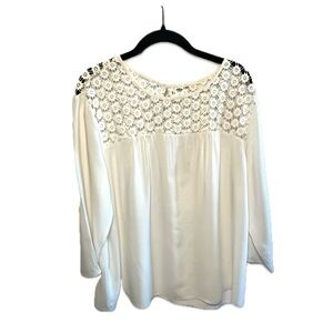 Old Navy Long Sleeve White Lace Blouse Size Large